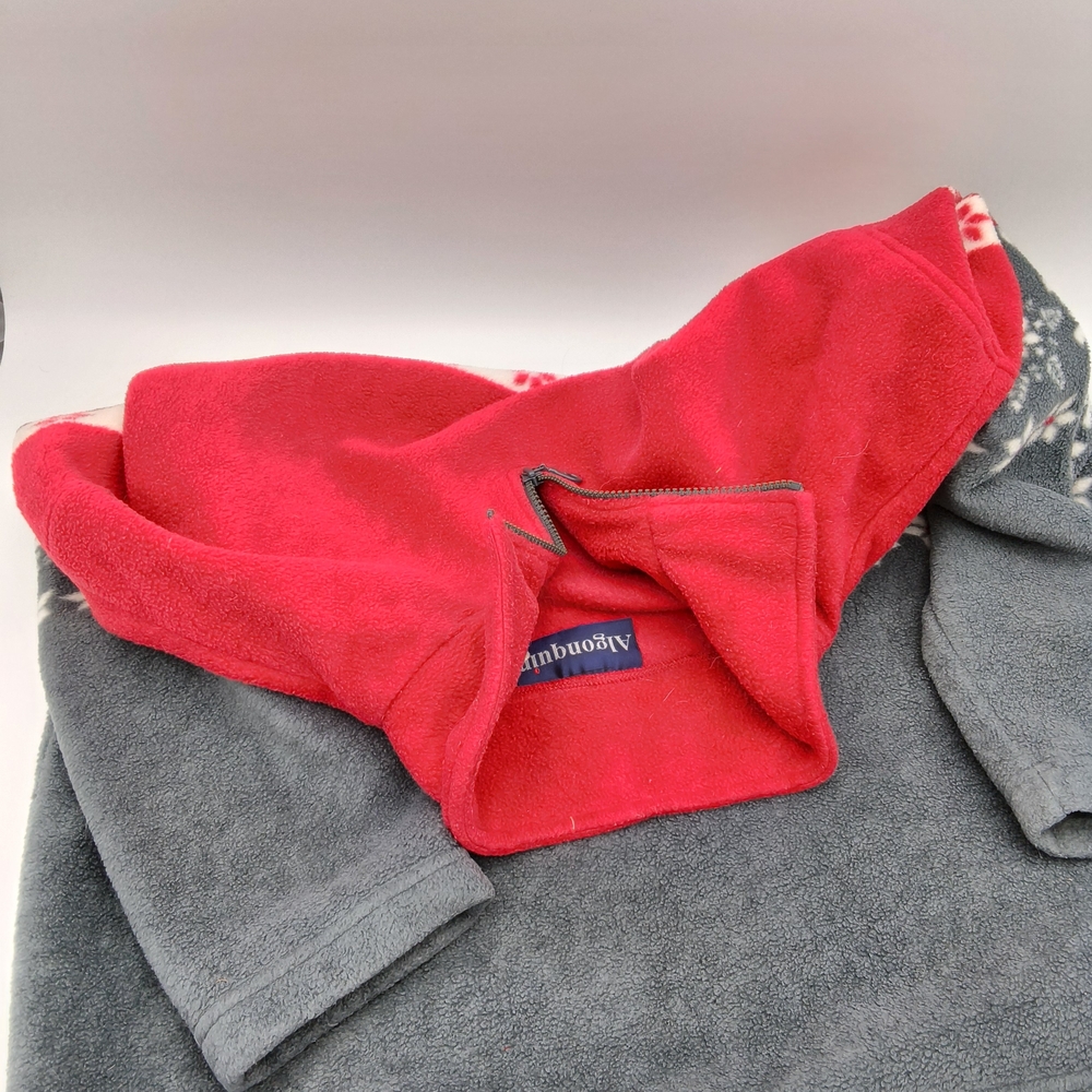 Vintage Algonquin Quarter Zip Fleece Pullover Sweater Nordic Snowflake Red - Picture 2 of 5